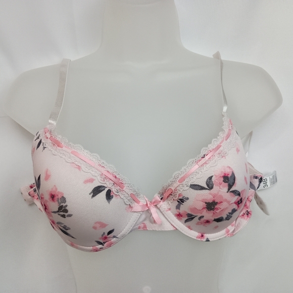 Maidenform Feminine Full Coverage Just B Pink and Black Lace Bras Intimates - Picture 2 of 6